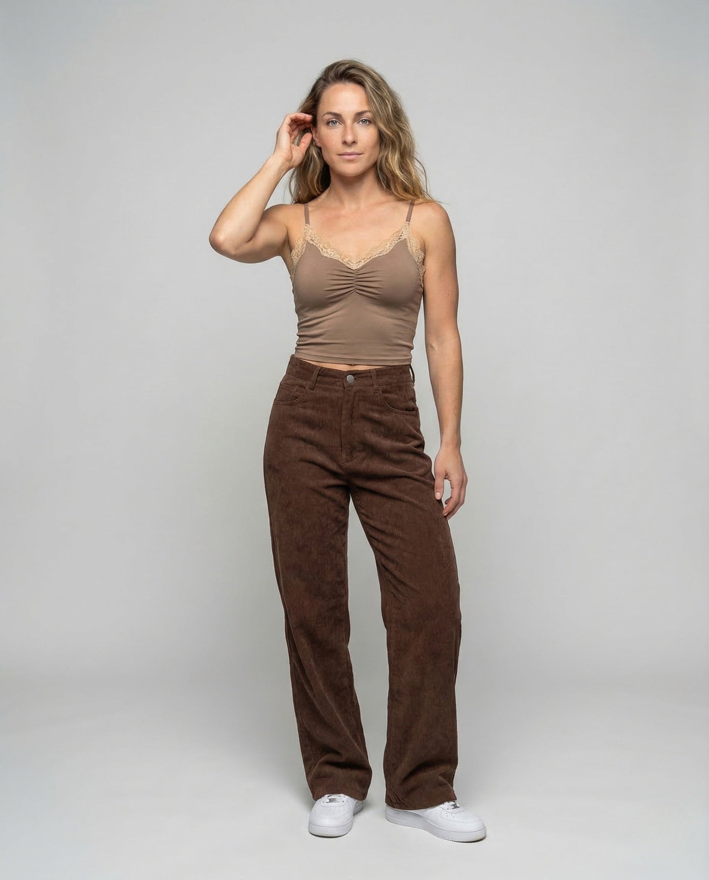 Pantaloni Chino Donna Vita Alta Taglio Larga - Brentozzi