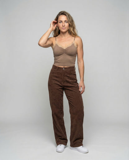 Pantaloni Chino Donna Vita Alta Taglio Larga - Brentozzi