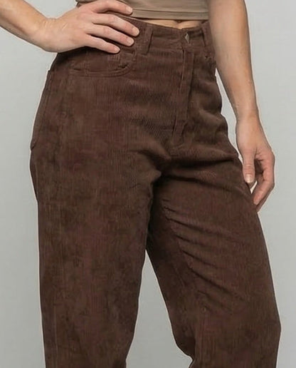 Pantaloni Chino Donna Vita Alta Taglio Larga