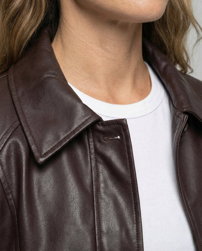 Giacca Donna Effetto Pelle Corto Rever