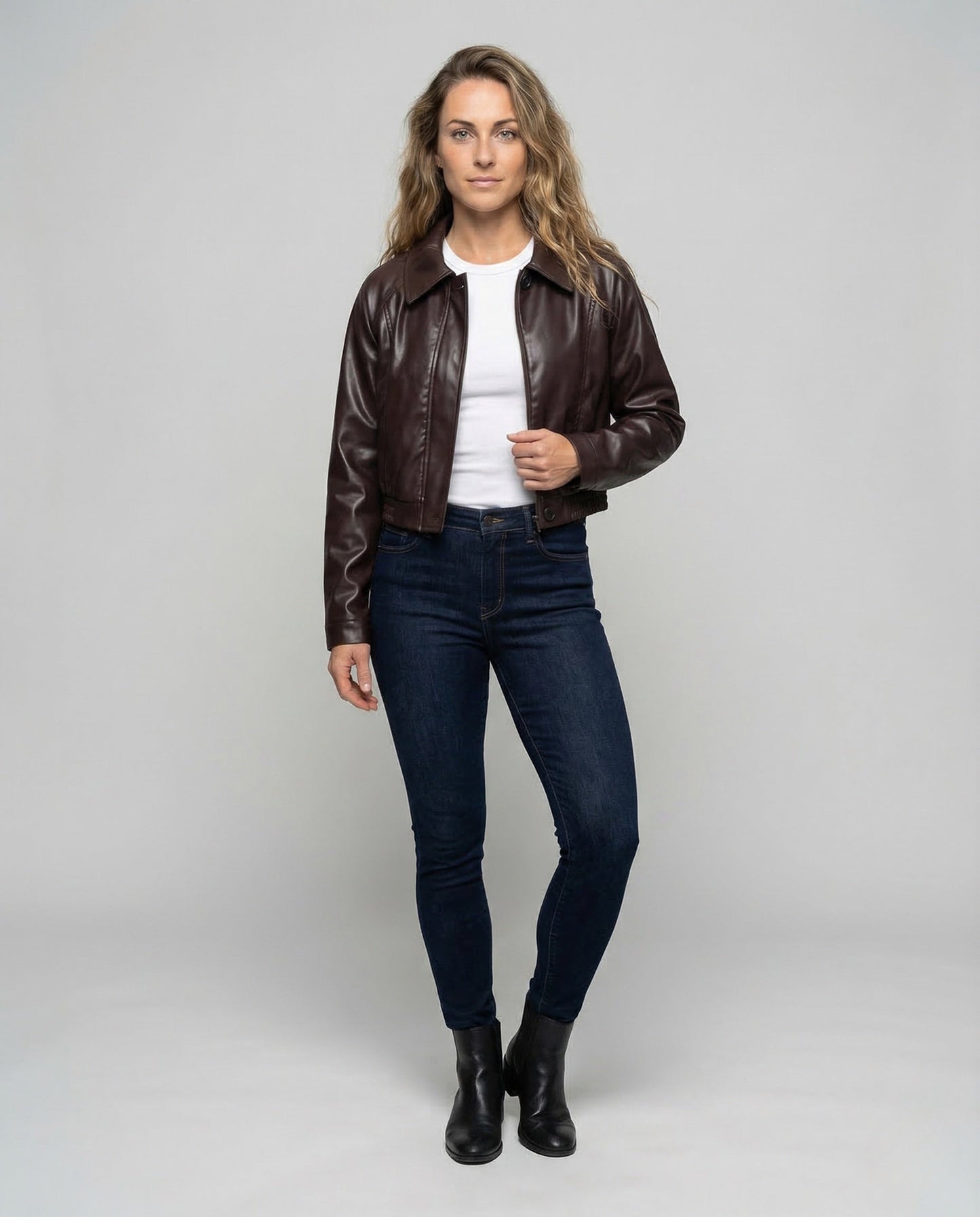 Giacca Donna Effetto Pelle Corto Rever - Brentozzi