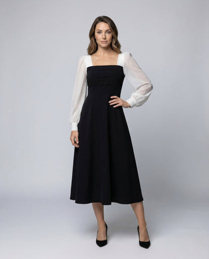 Abito Midi Donna Due Pezzi Maniche in Chiffon - Brentozzi