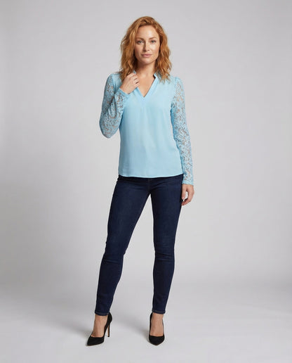 Blusa Donna Scollo a V Maniche in Pizzo - Brentozzi