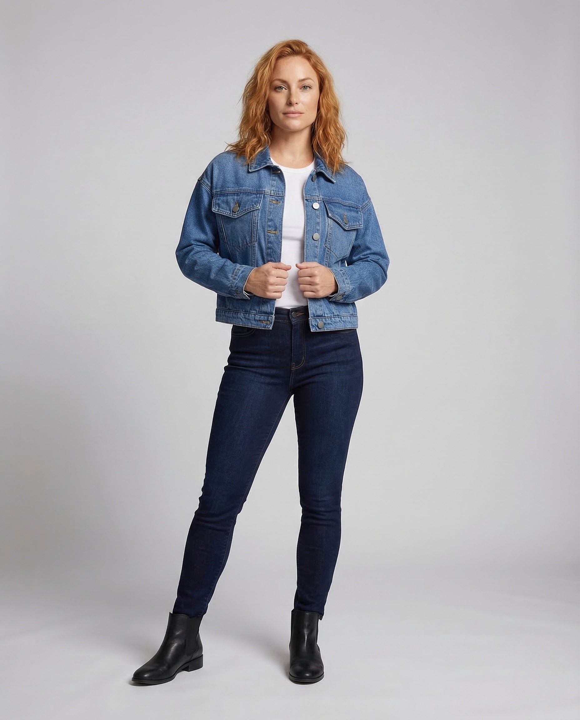Giacca Jeans Donna Corta Vestibilità Ampia - Brentozzi