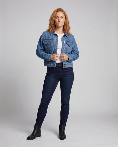 Giacca Jeans Donna Corta Vestibilità Ampia - Brentozzi