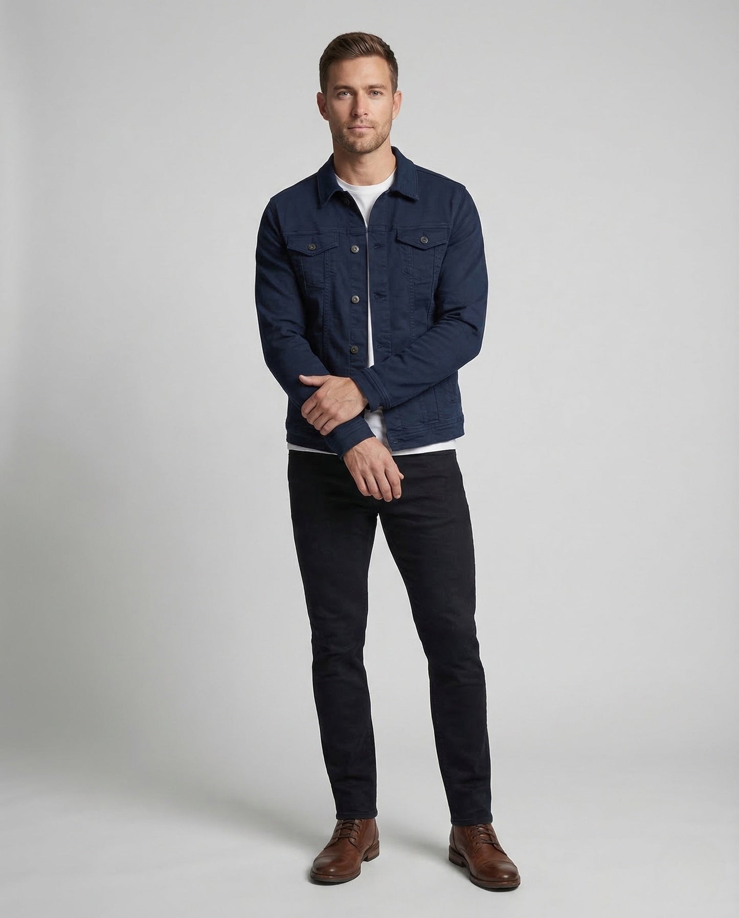 Giacca Jeans Uomo Trucker Slim Tasche sul Petto - Brentozzi
