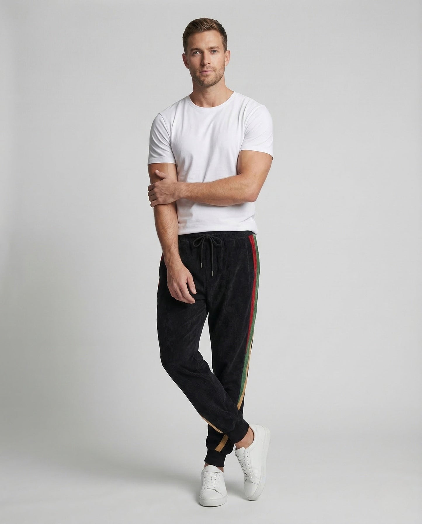 Pantaloni Jogging Uomo in Cordura con Coulisse e Righe - Brentozzi