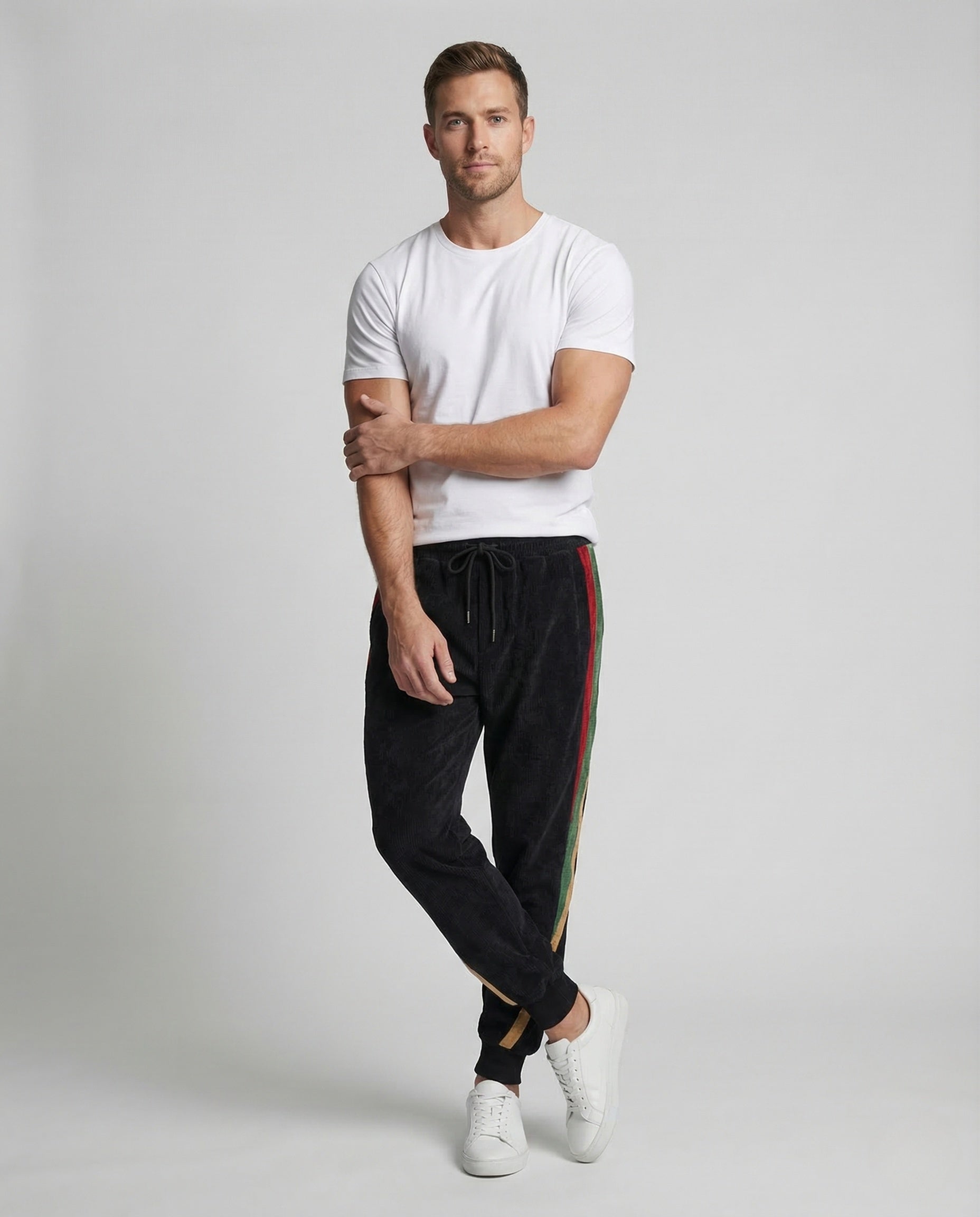 Pantaloni Jogging Uomo in Cordura con Coulisse e Righe - Brentozzi