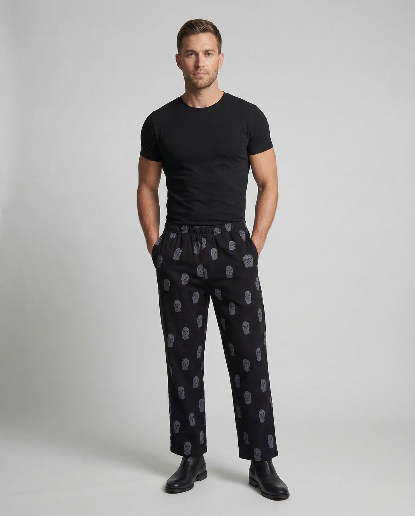 Pantaloni Lounge Uomo Stampa Teschio Elastico in Vita - Brentozzi