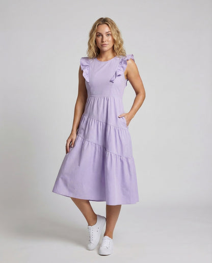 Abito Donna A Linea a Balze con Spalline Sottile - Brentozzi