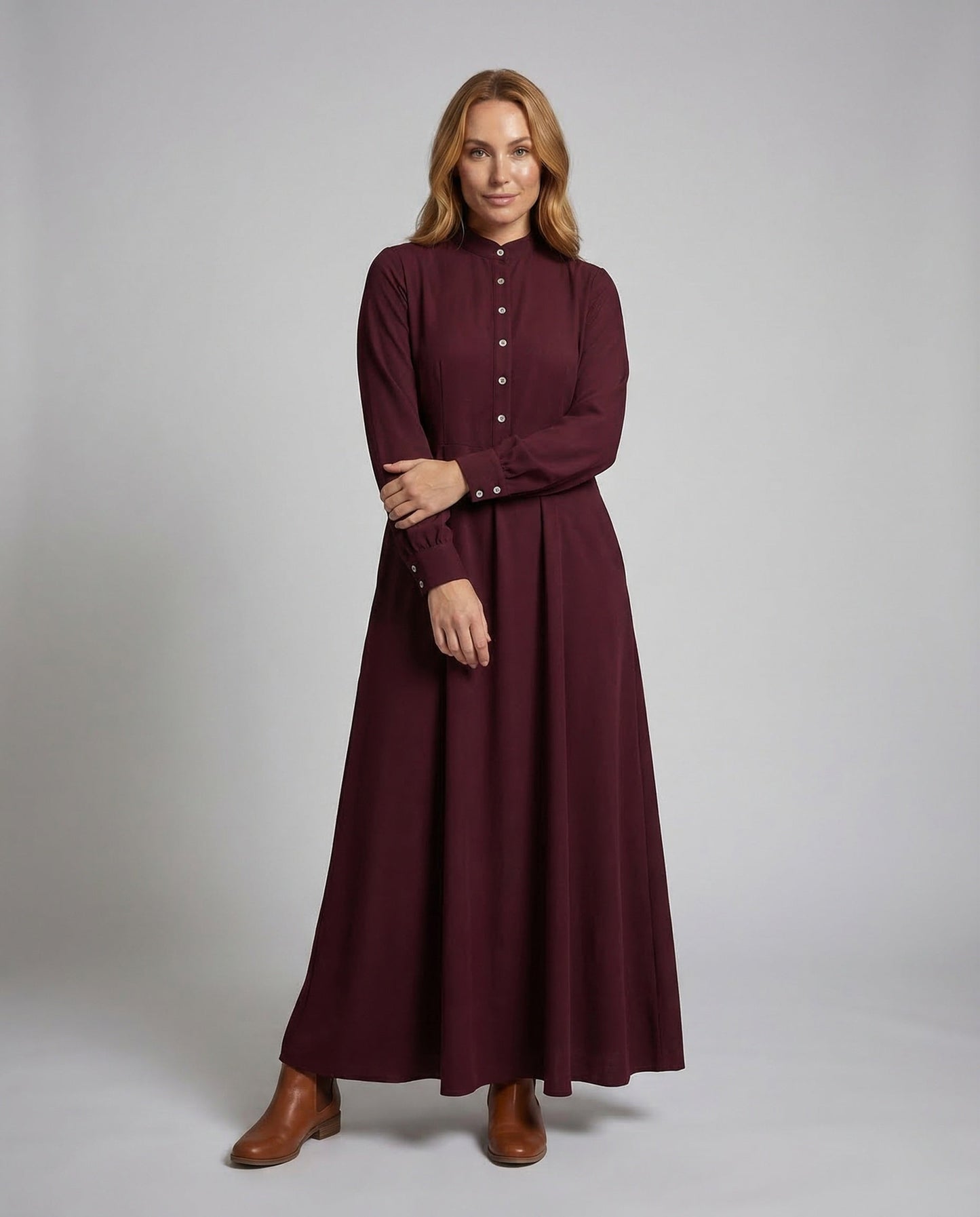 Abito Maxi Donna Collo Alto con Bottoni - Brentozzi