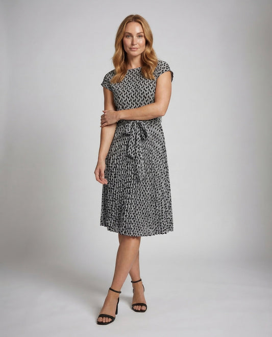 Abito Midi Donna Plissé con Cintura - Brentozzi