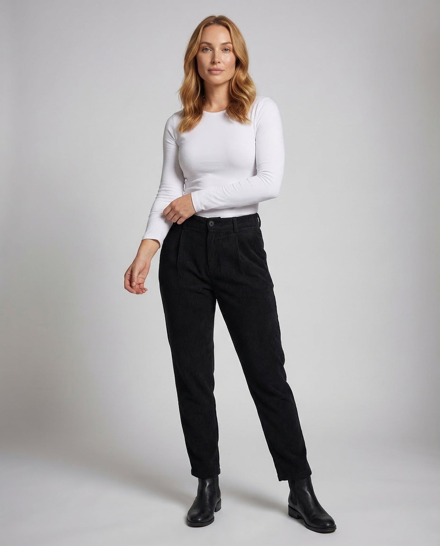 Pantaloni Donna in Maglia Costina con Pieghe Vita Alta - Brentozzi