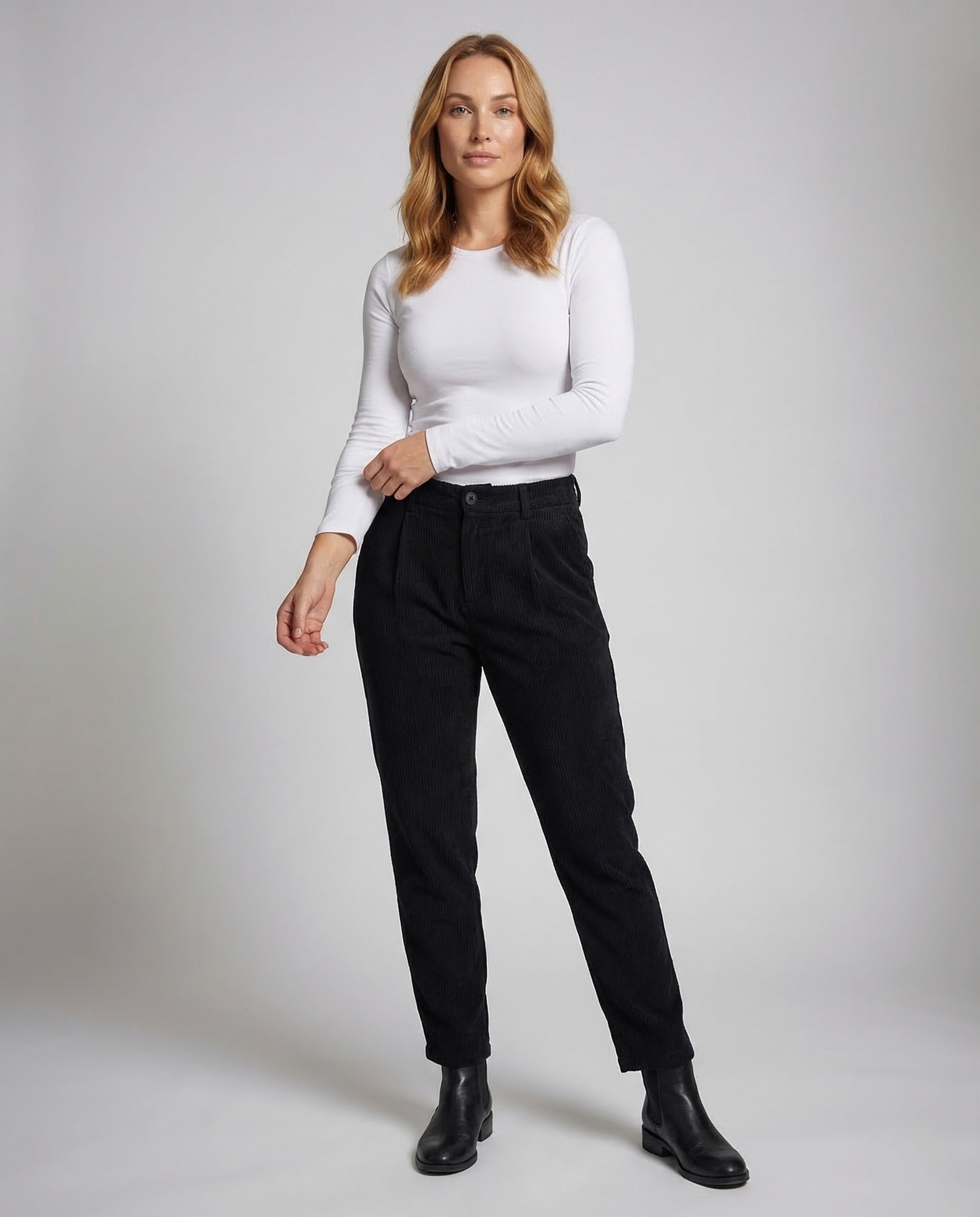 Pantaloni Donna in Maglia Costina con Pieghe Vita Alta - Brentozzi