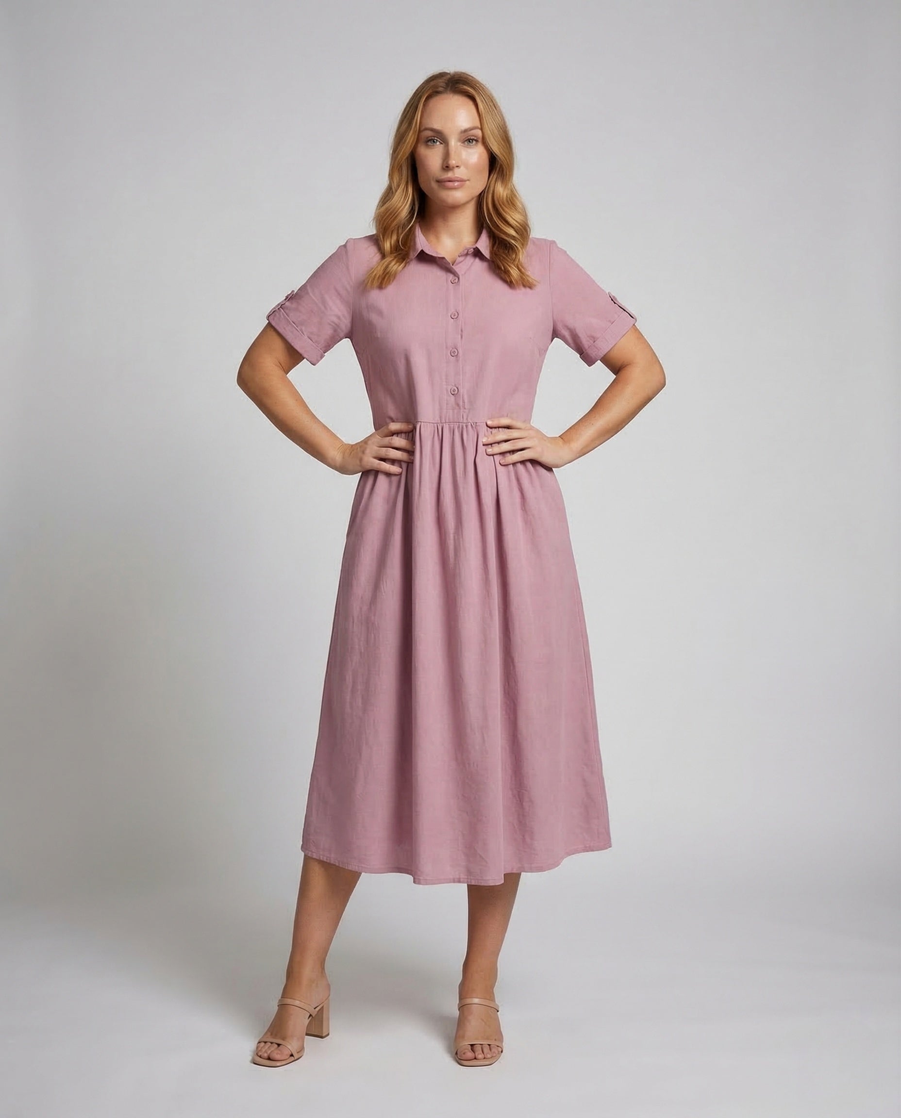 Abito Camicia Donna Vita Arricciata - Brentozzi