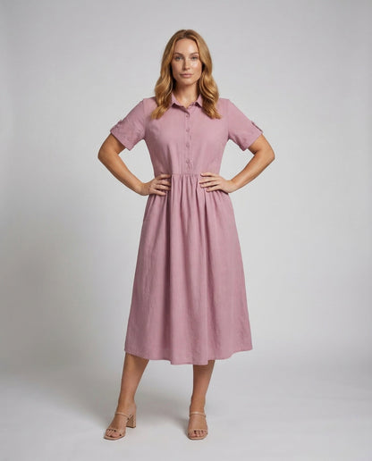 Abito Camicia Donna Vita Arricciata - Brentozzi