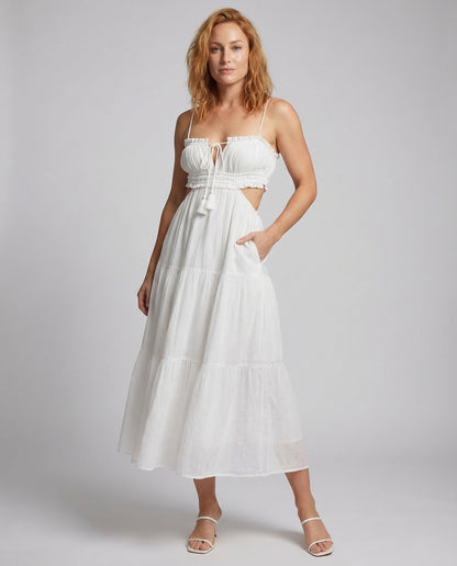 Abito Maxi Donna Cut Out Gonna a Balze - Brentozzi