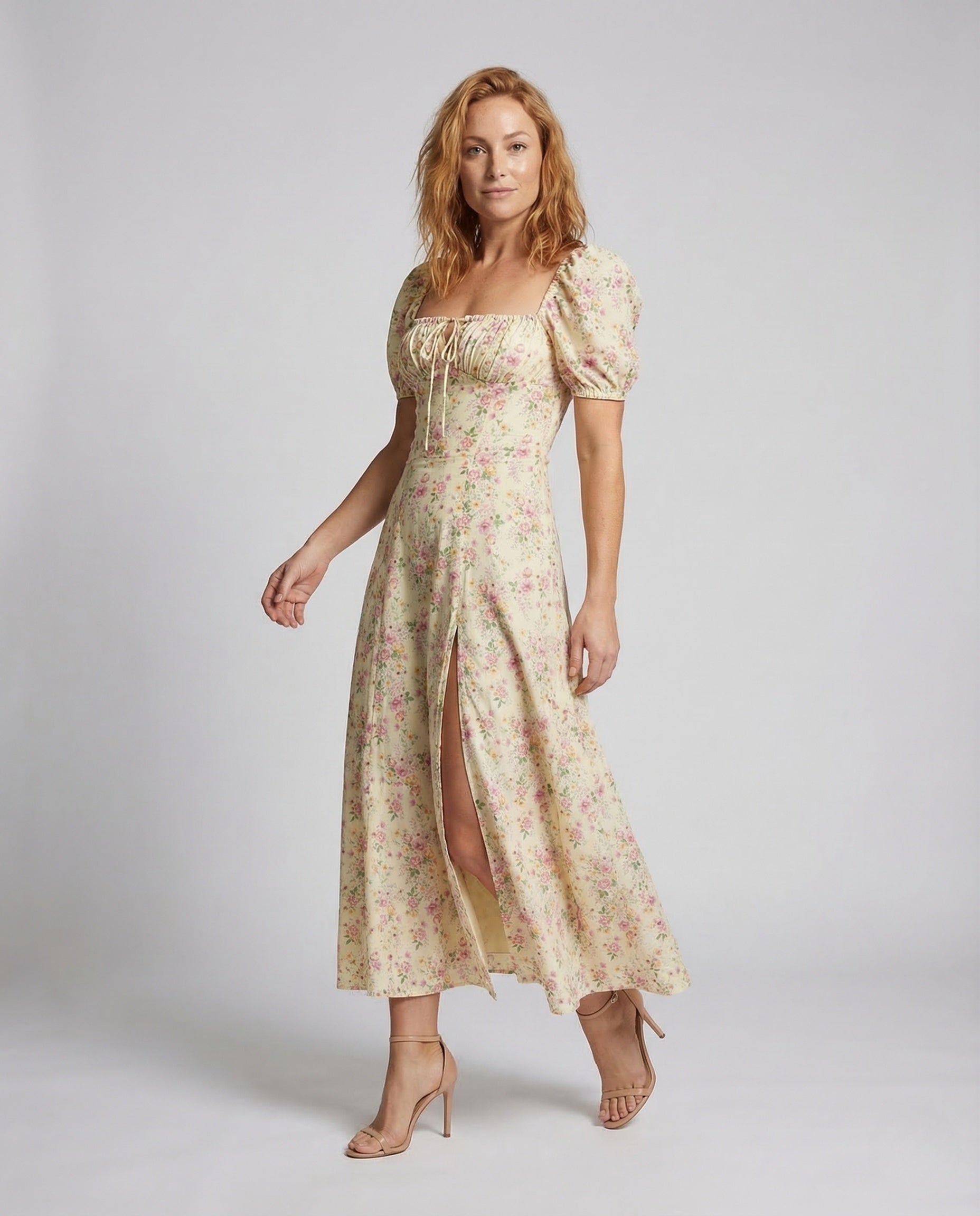 Abito Maxi Donna Scollo a Cuore Spacco Laterale - Brentozzi