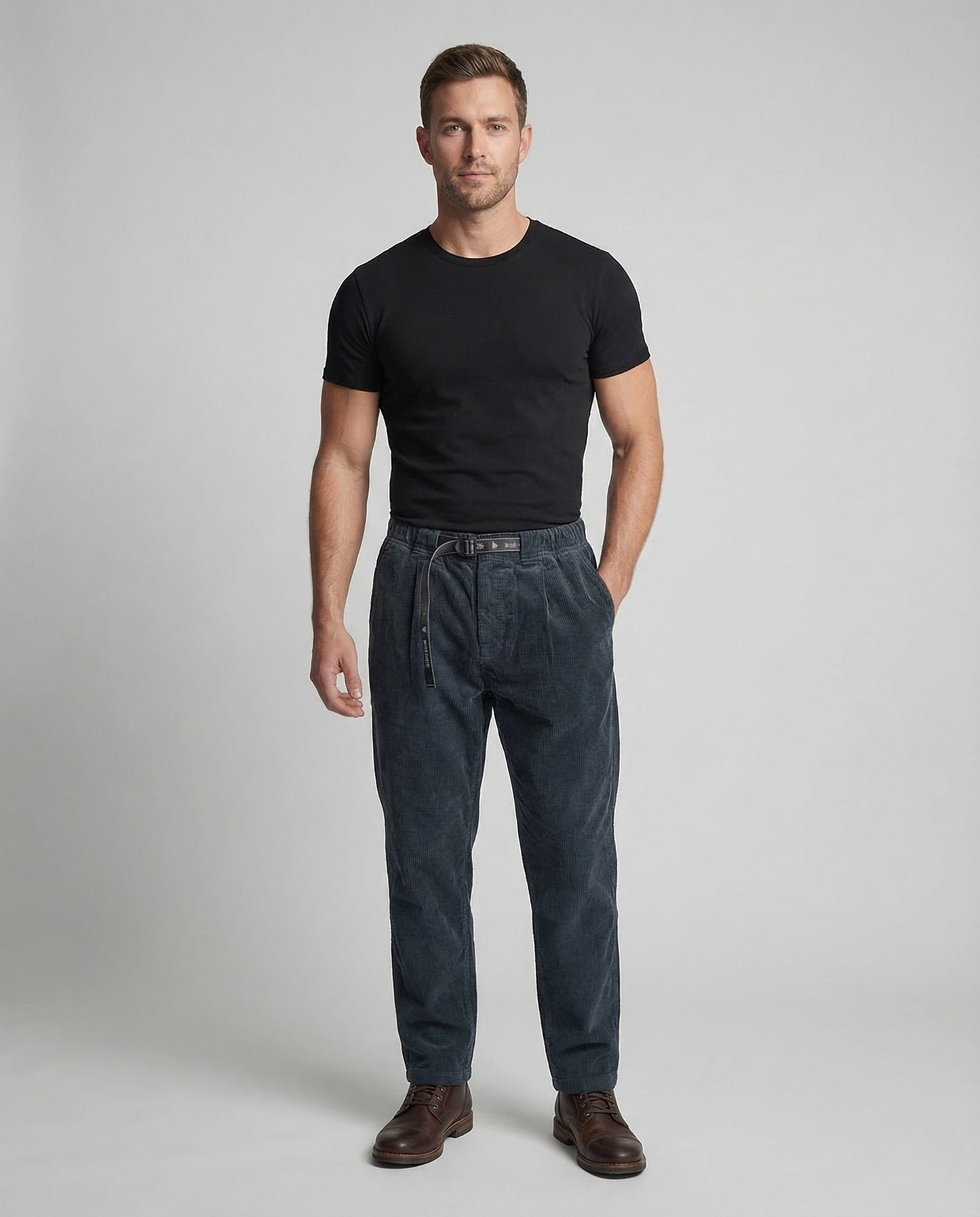 Pantaloni Uomo in Velluto a Coste Taglio Largo con Cintura - Brentozzi