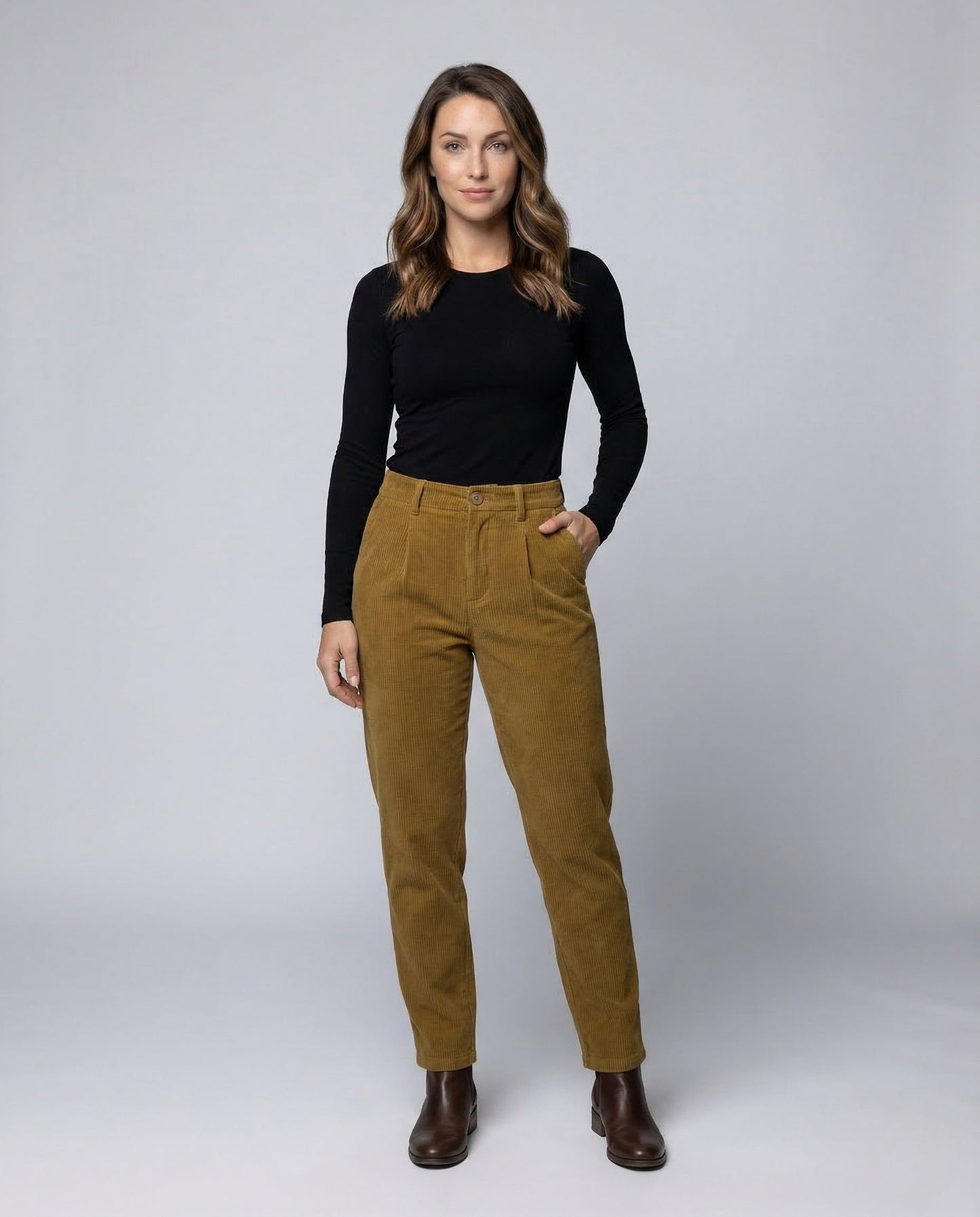 Pantaloni Donna in Velluto a Coste Vita Elastica Ampia - Brentozzi