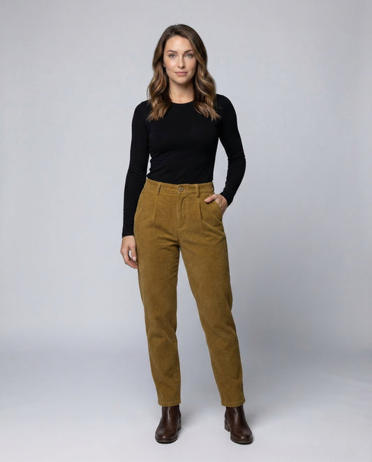 Pantaloni Donna in Velluto a Coste Vita Elastica Ampia - Brentozzi