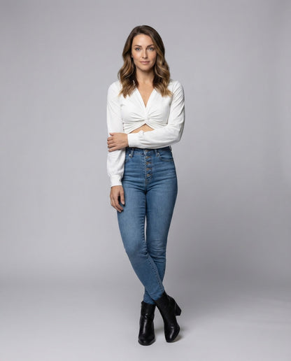 Jeans Donna Vita Alta Tre Bottoni - Brentozzi