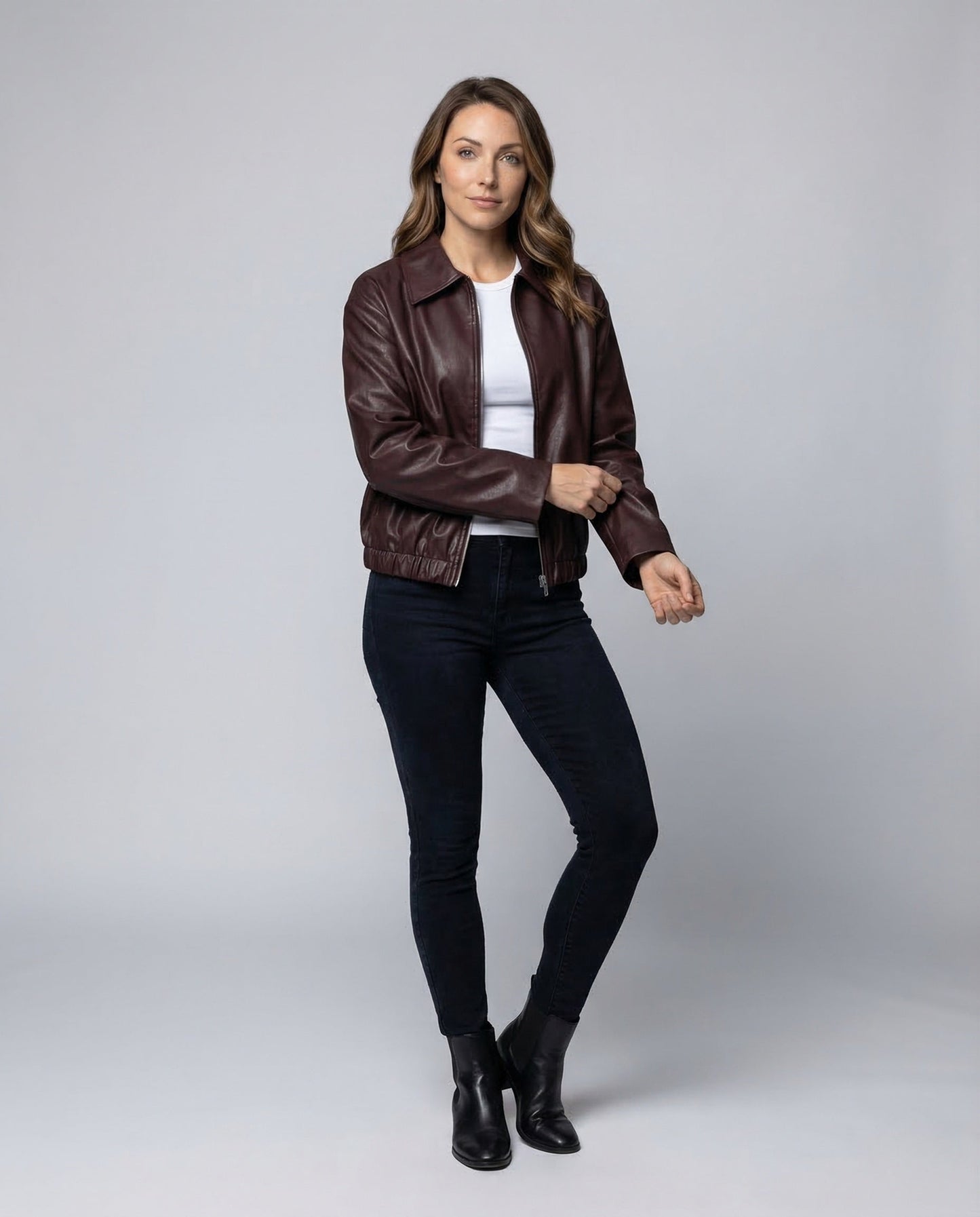 Giacca Donna in Ecopelle Collo Camicia Corto - Brentozzi