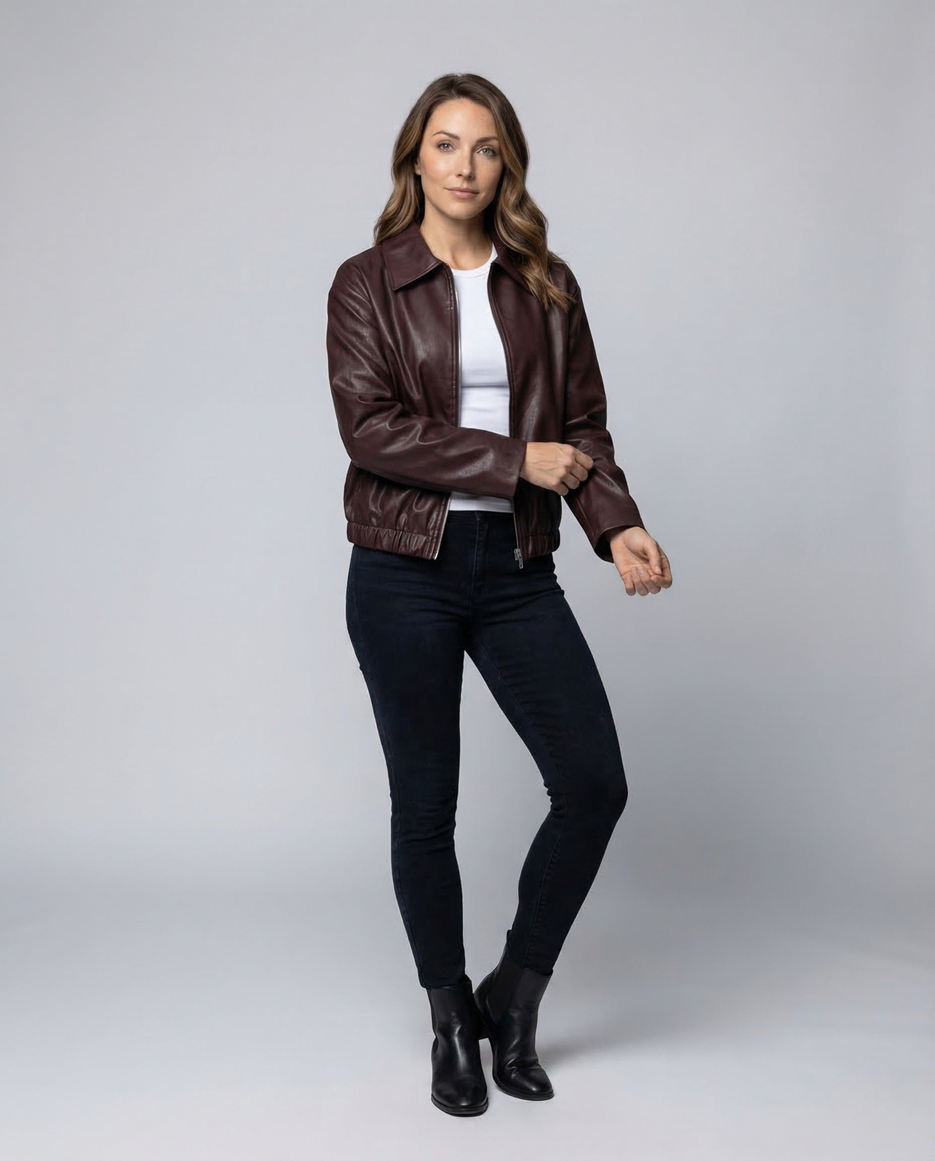 Giacca Donna in Ecopelle Collo Camicia Corto - Brentozzi