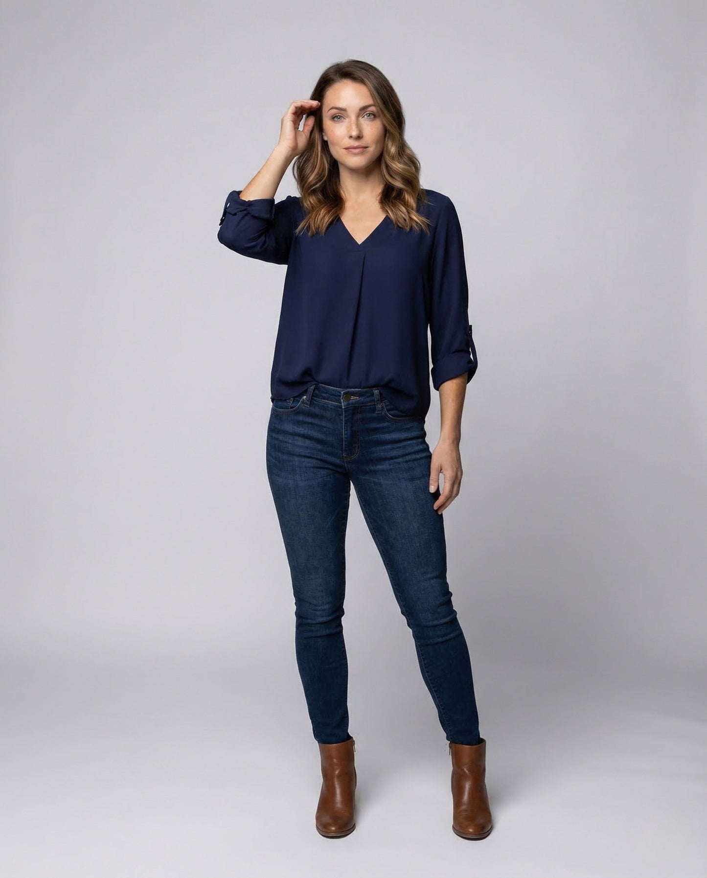 Blusa Donna in Chiffon Scollo a V Ampia - Brentozzi