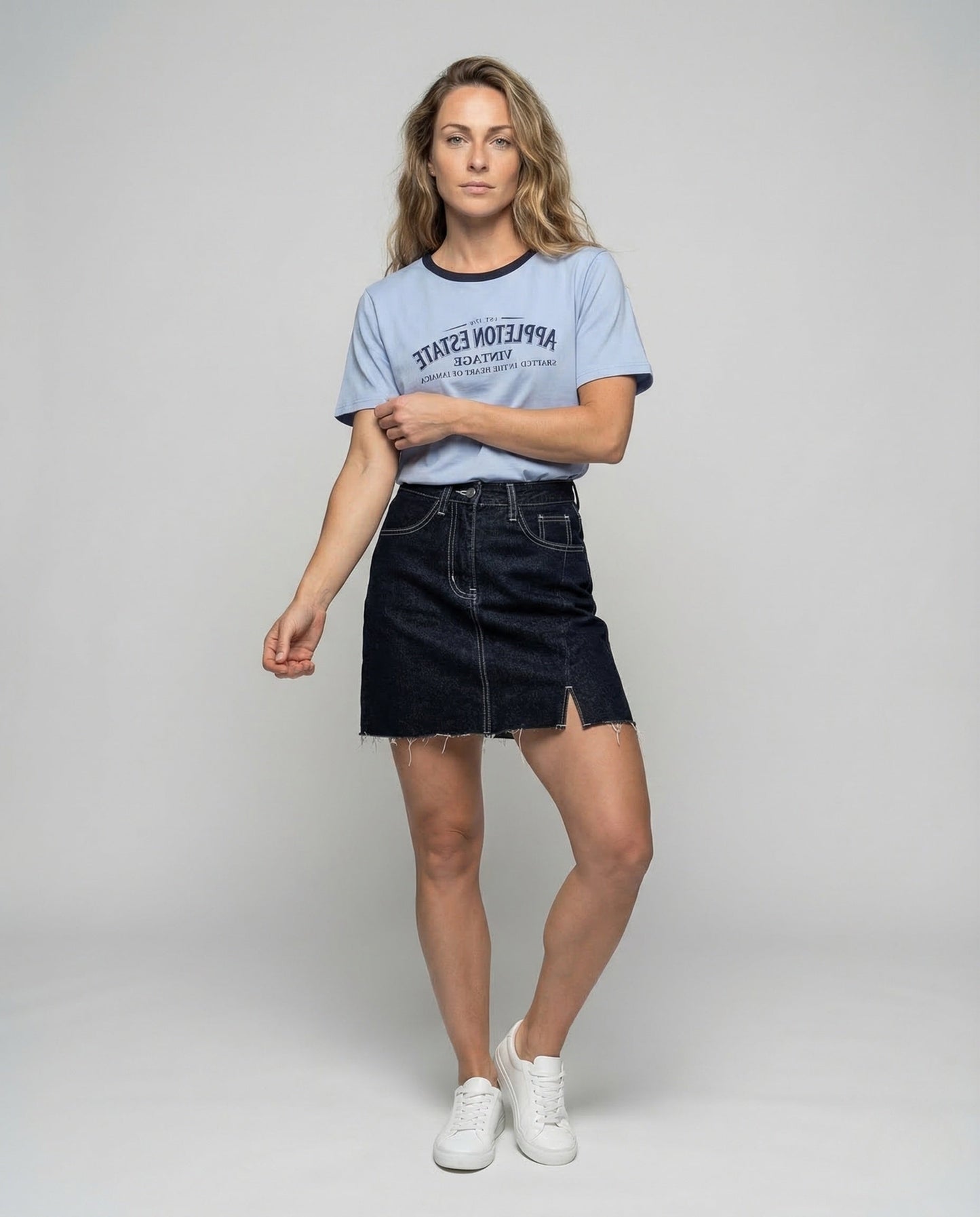 T-shirt Donna con Colletto a Contrasto e Stampa - Brentozzi
