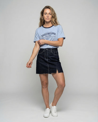 T-shirt Donna con Colletto a Contrasto e Stampa - Brentozzi