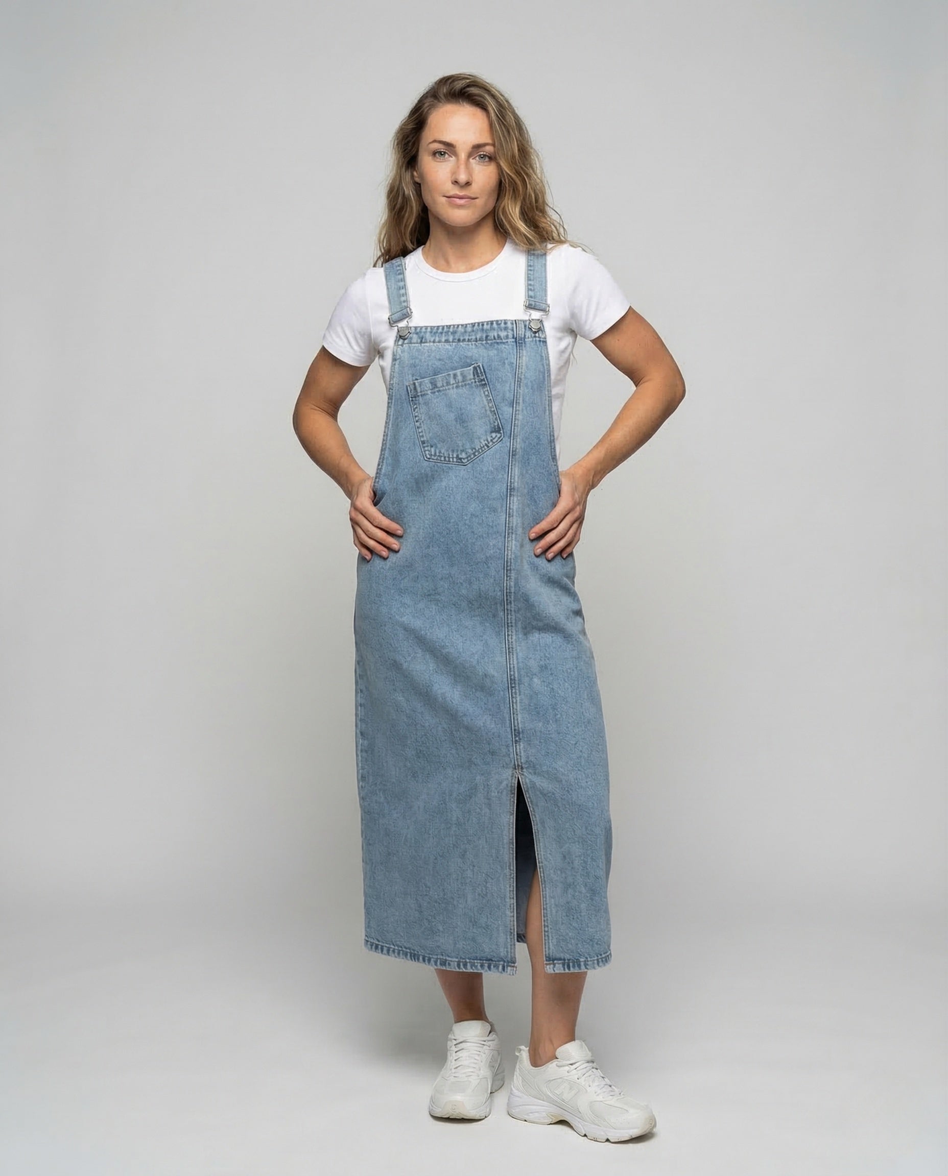 Abito Salopette Midi Donna in Denim - Brentozzi