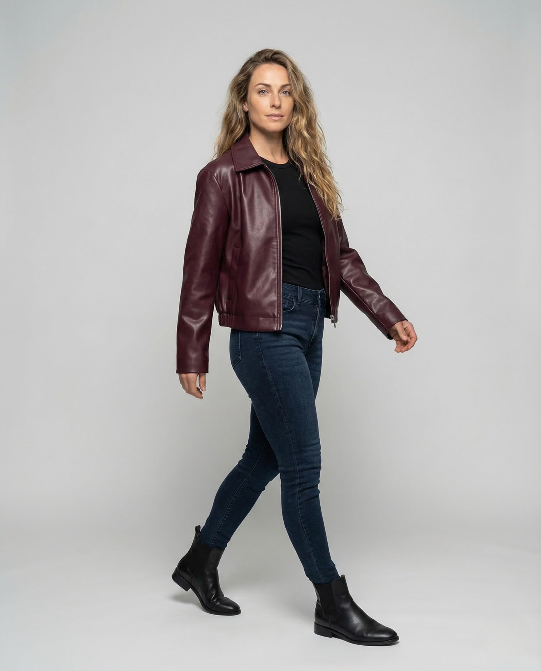 Giacca Oversize Donna in Ecopelle con Zip - Brentozzi