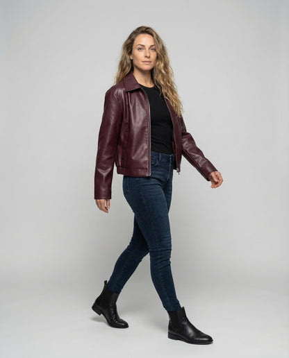 Giacca Oversize Donna in Ecopelle con Zip - Brentozzi