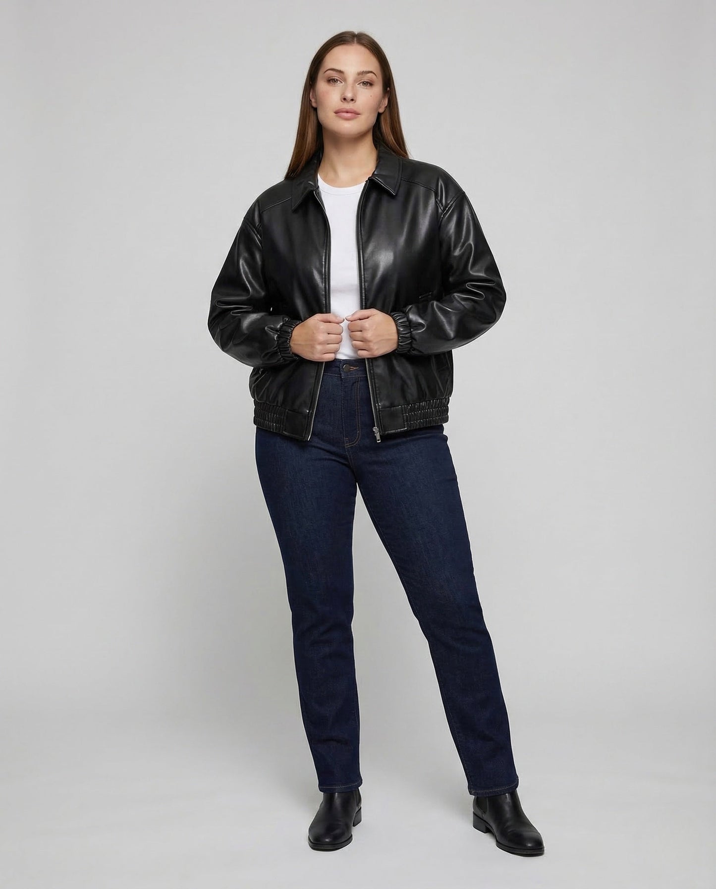 Giacca Donna Effetto Pelle Ampia con Zip - Brentozzi