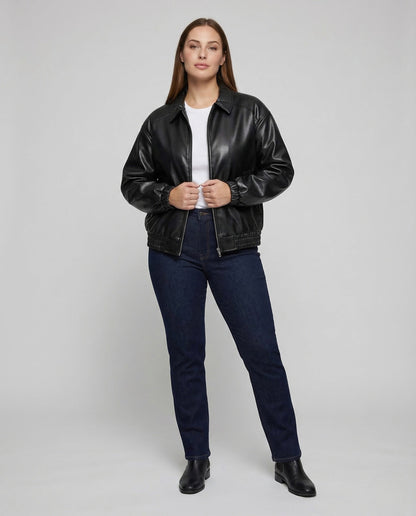 Giacca Donna Effetto Pelle Ampia con Zip - Brentozzi