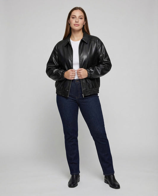 Giacca Donna Effetto Pelle Ampia con Zip - Brentozzi