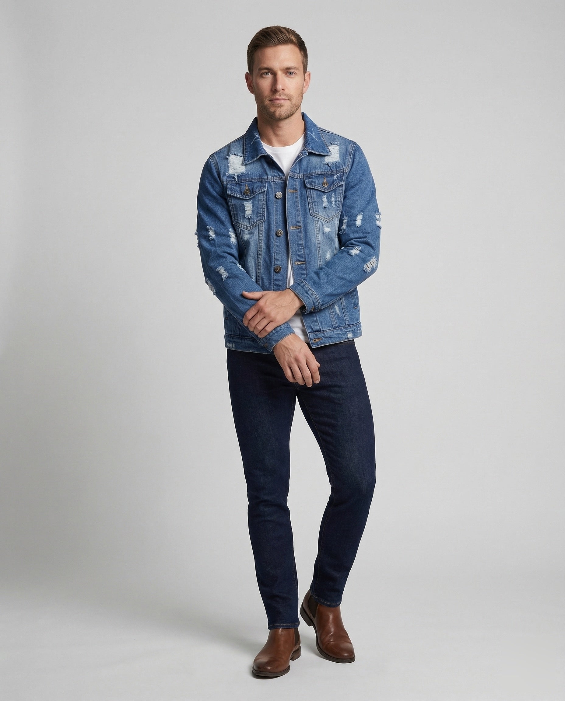 Giacca Jeans Uomo con Applicazione Stelle Regular Fit - Brentozzi
