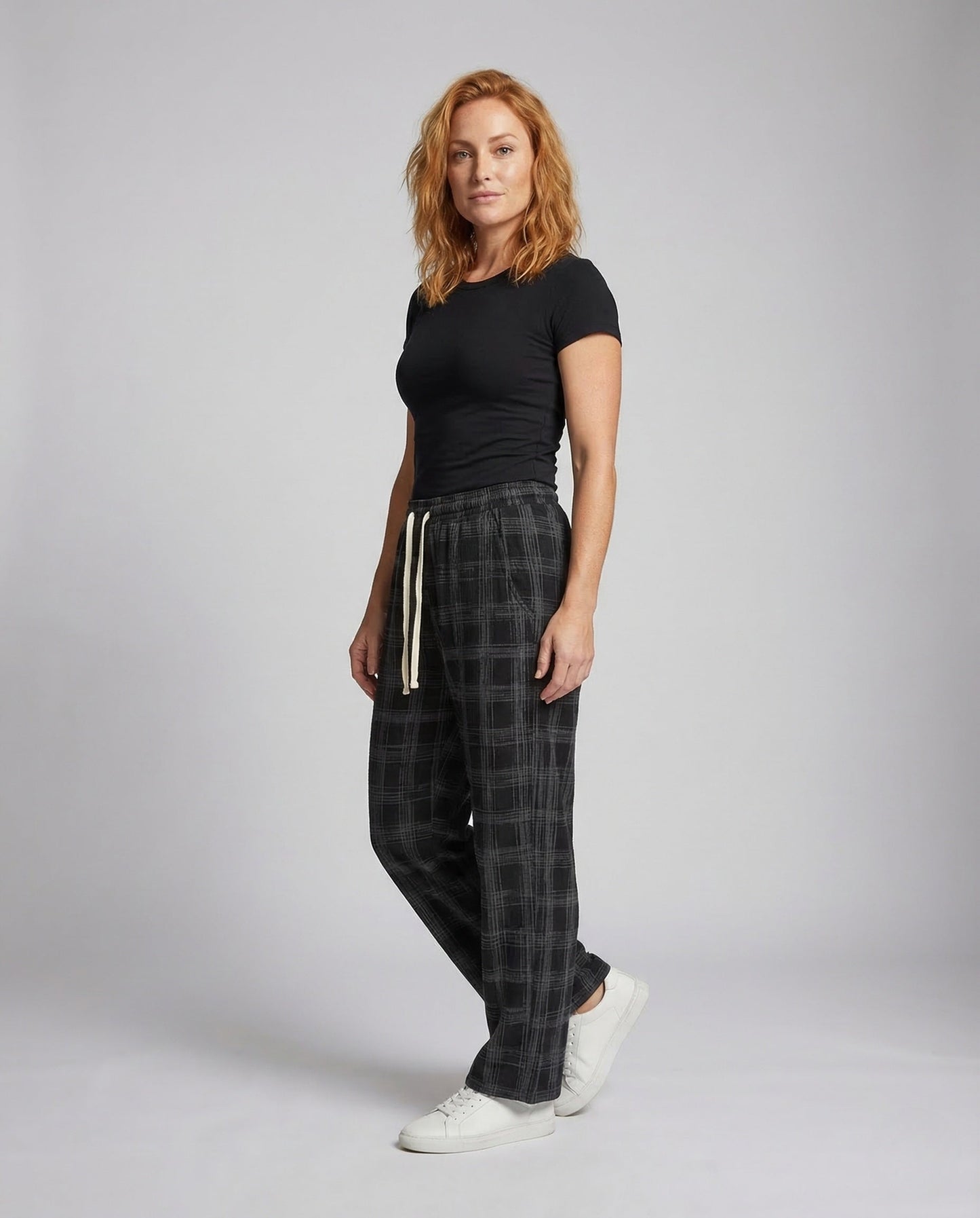 Pantaloni Unisex Tempo Libero Fantasia Quadri Oversize Cordino - Brentozzi