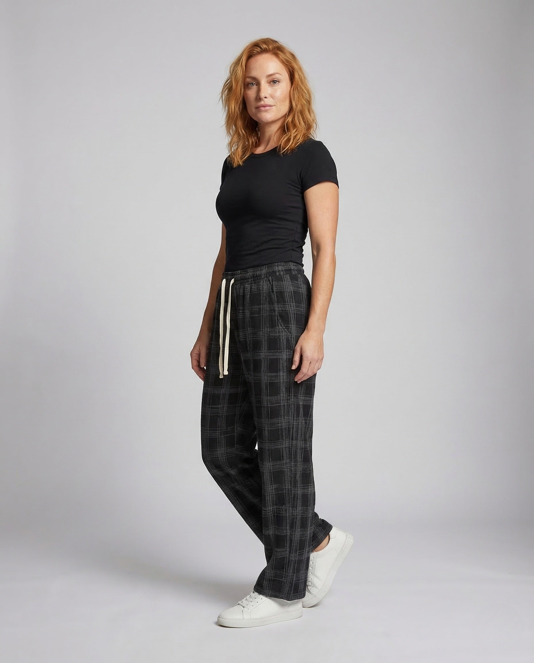 Pantaloni Unisex Tempo Libero Fantasia Quadri Oversize Cordino - Brentozzi
