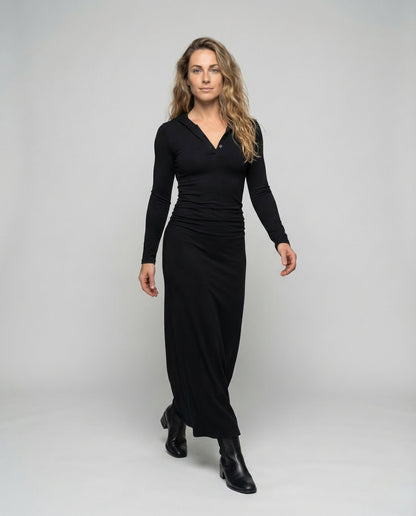 Abito Maxidress Donna Scollo a V con Ruches - Brentozzi