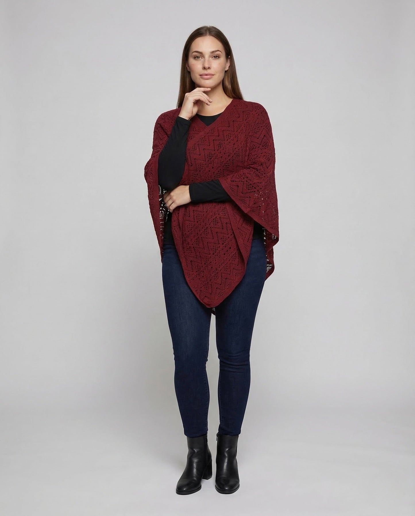 Poncho Donna in Maglia Ajour - Brentozzi