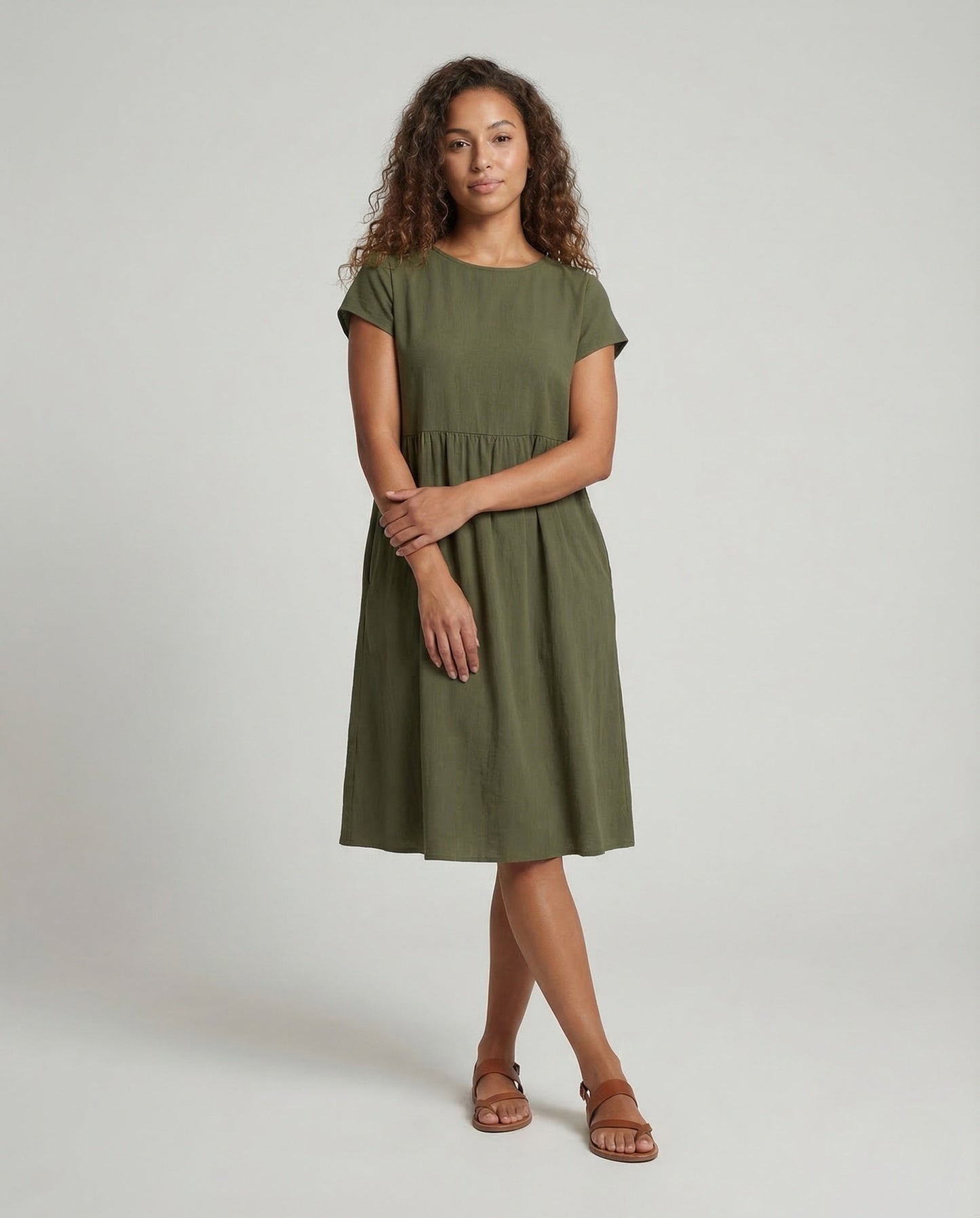 Abito Midi Donna Vita Empire con Tasche - Brentozzi