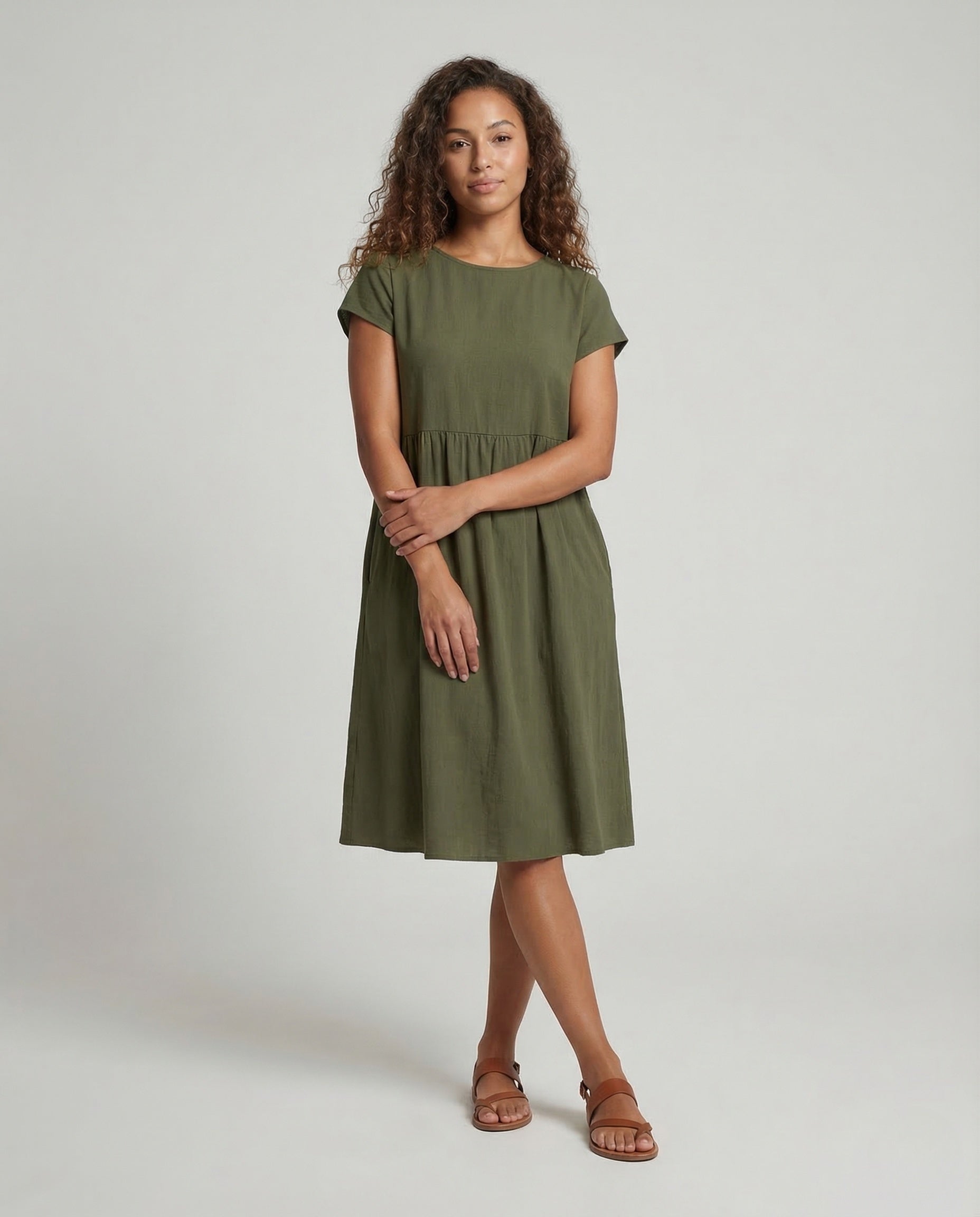 Abito Midi Donna Vita Empire con Tasche - Brentozzi