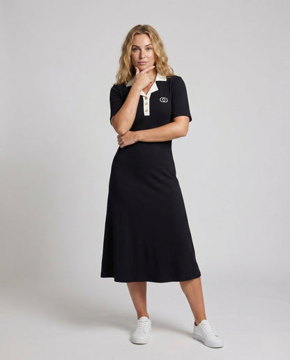Abito Polo Midi Donna Colletto a Contrasto - Brentozzi