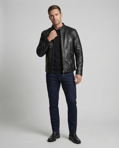 Giacca Biker Uomo in Pelle con Westernpasse - Brentozzi