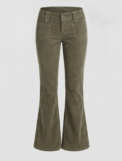 Pantaloni Donna in Velluto a Coste Taglio Svasato