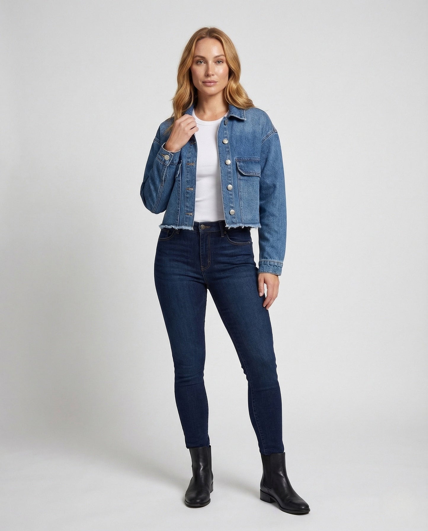 Giacca Jeans Donna Corta Orlo Grezzo - Brentozzi