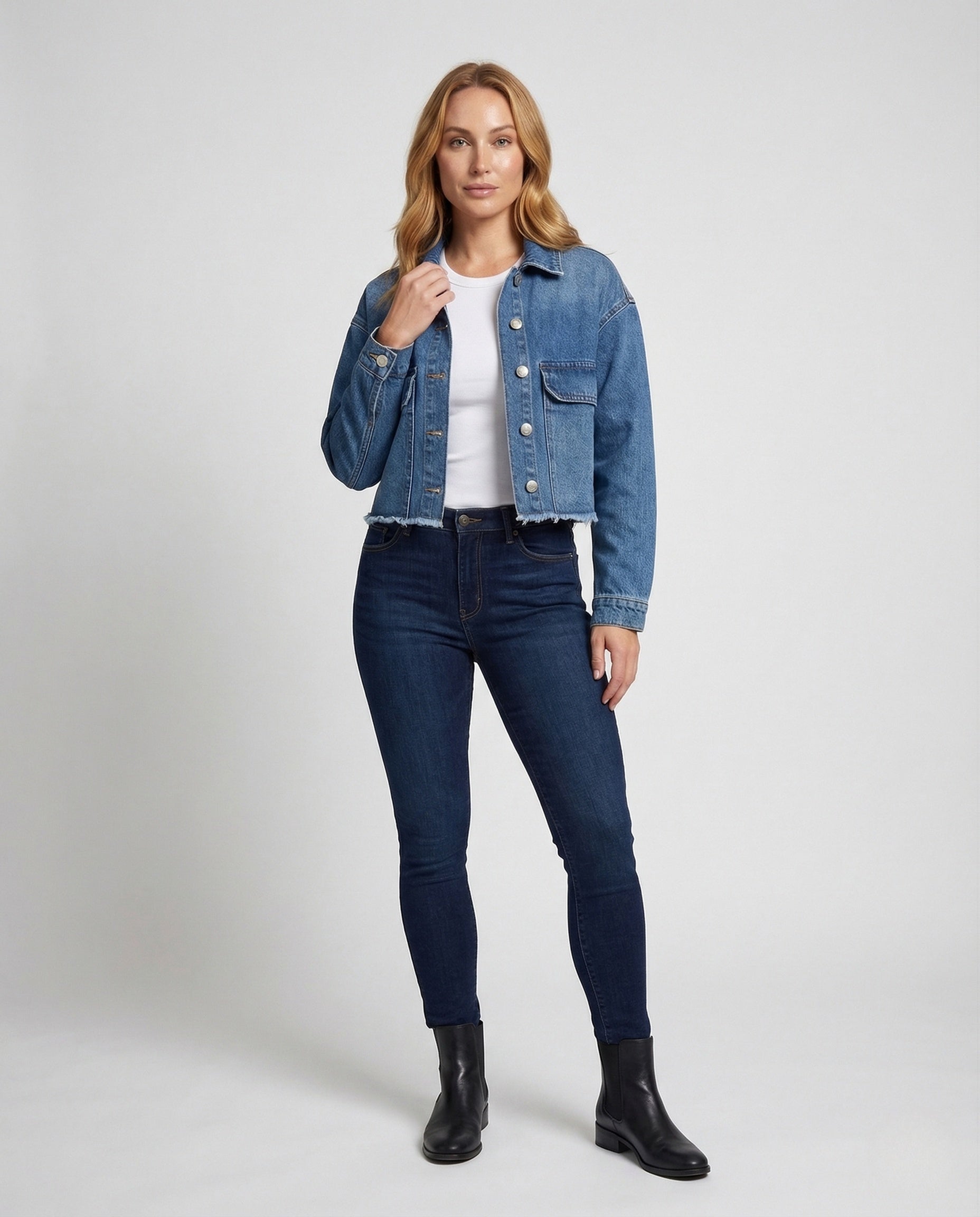 Giacca Jeans Donna Corta Orlo Grezzo - Brentozzi