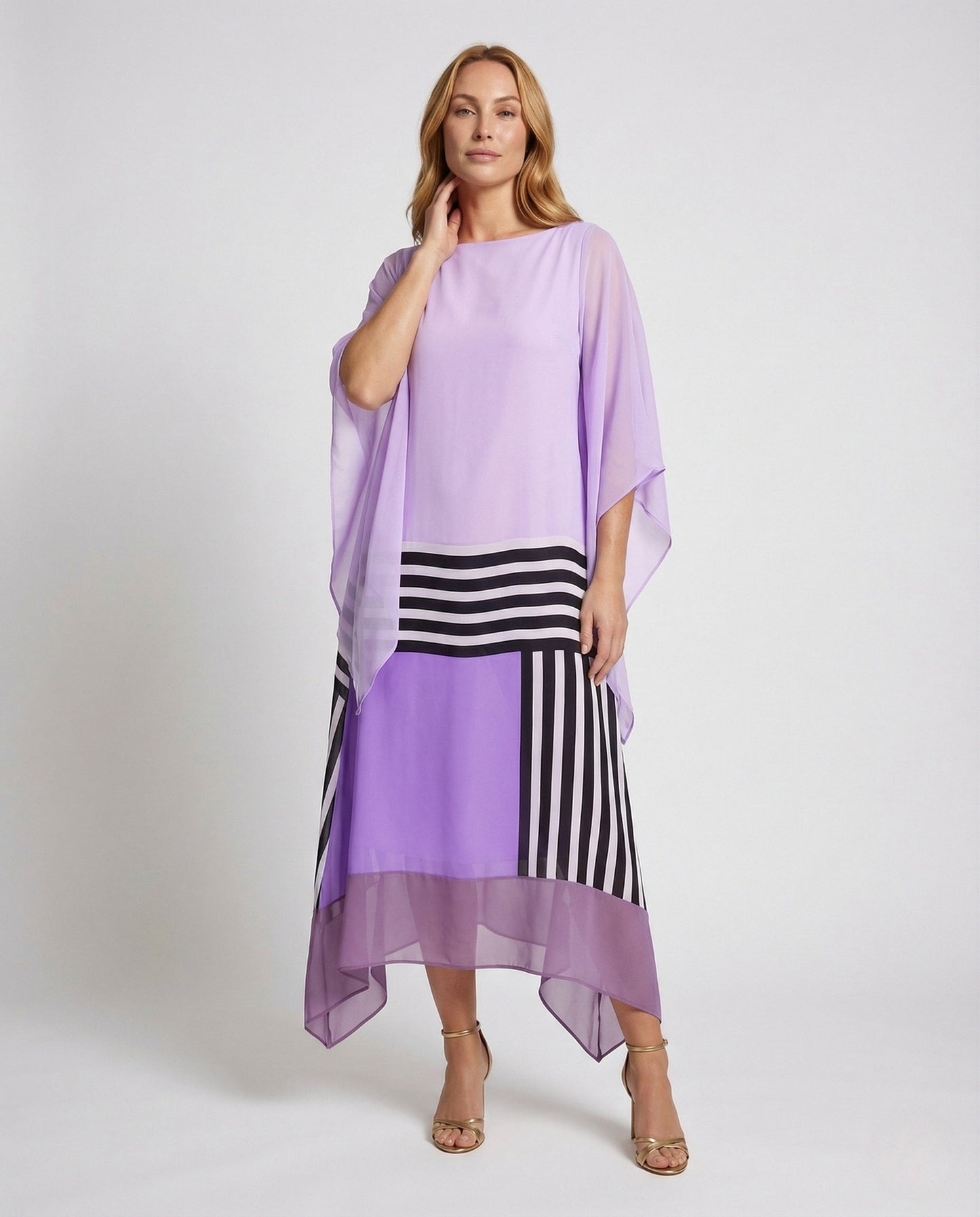 Abito Maxi Donna in Chiffon Manica Pipistrello - Brentozzi
